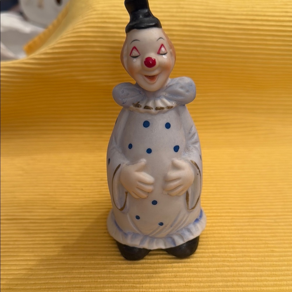 Porcelain Clown Figurine with Blue Accents